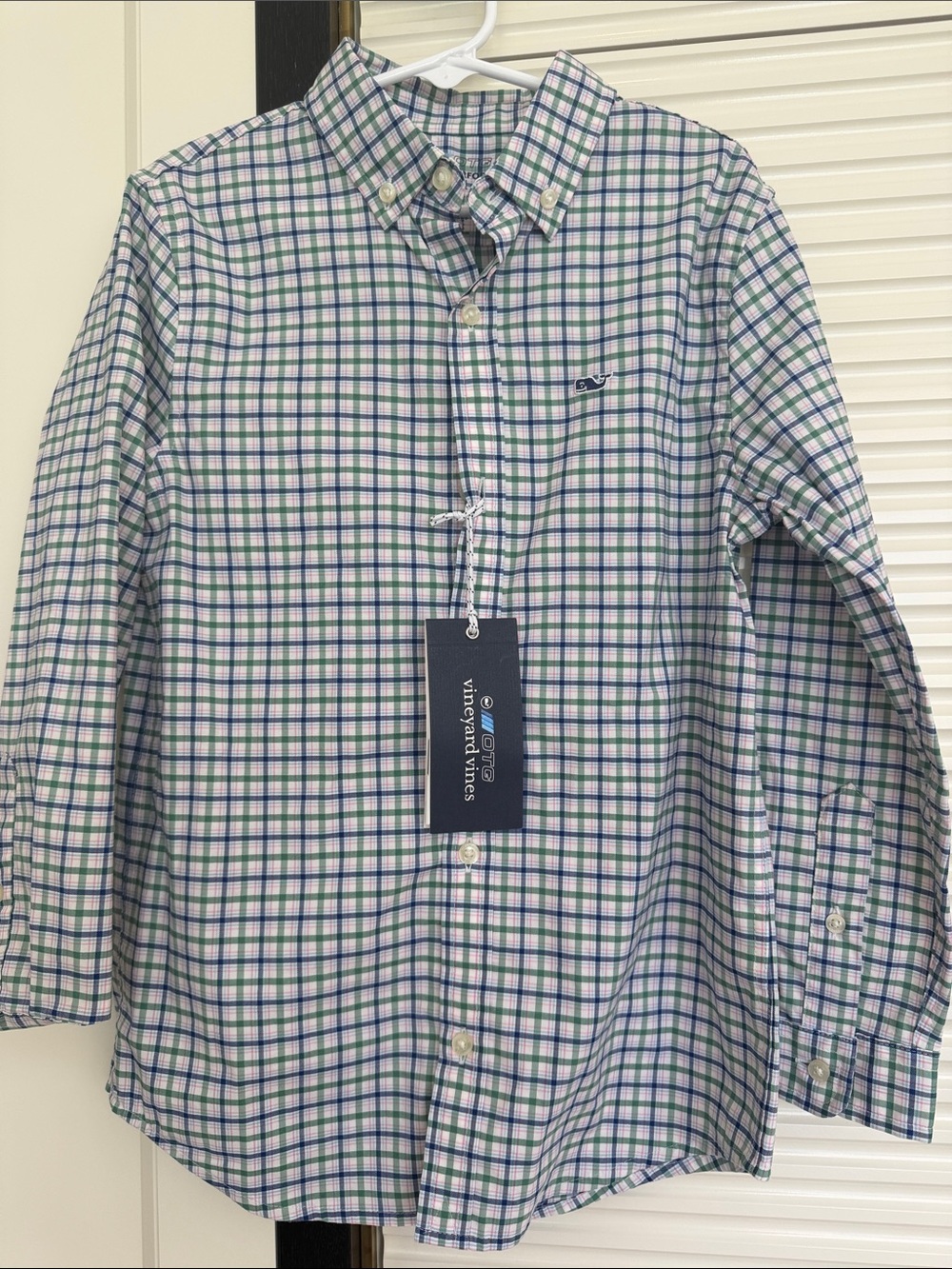 Vineyard Vines Boys Green & Blue Plaid Button-Down Shirt